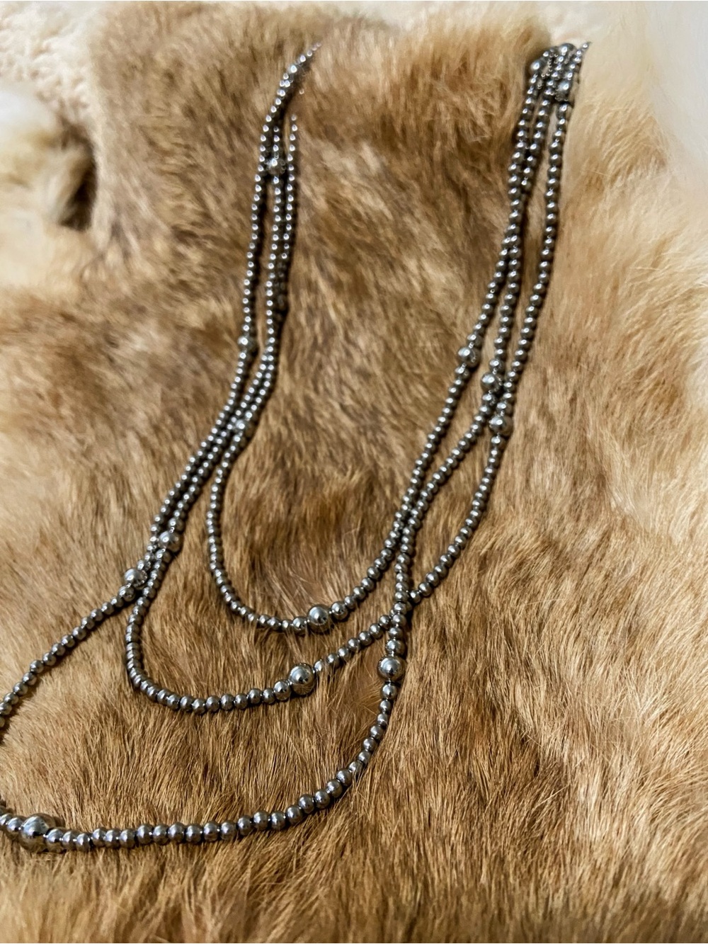 Silver Layering Necklaces - Navajo Pearl Style - Stainless Steel